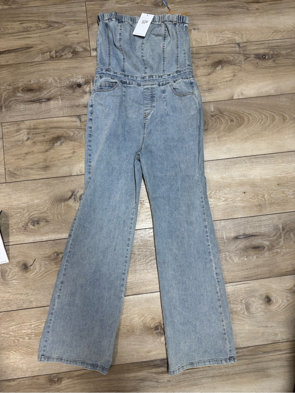 Strapless Light Wash Women's Jeans Jumpsuit